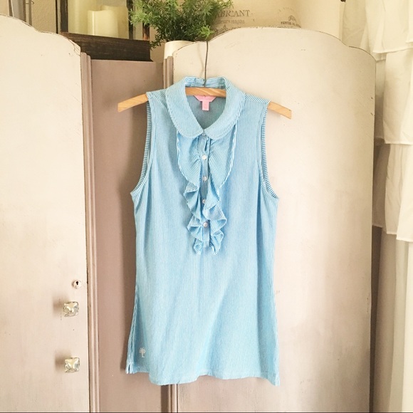 Lilly Pulitzer Tops - Lilly Pulitzer Ruffle Front Sleeveless Top